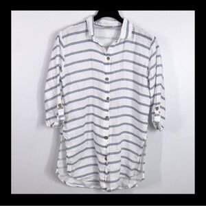 Linen Striped  Button-Up tunic